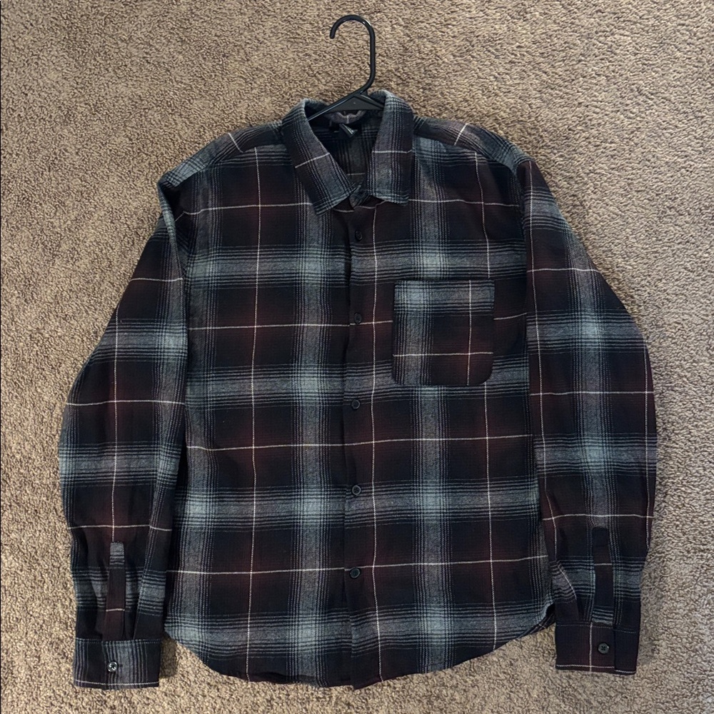 H&M Black, Burgundy and Gray Checkered Casual Shirt